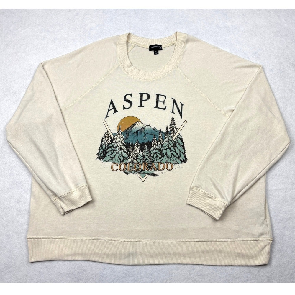 Originality Aspen Colorado‎ Crewneck Sweatshirt Mountain Graphic Womens Size XL